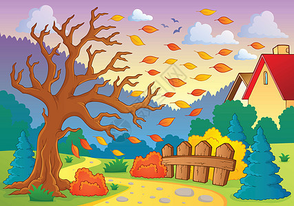 秋季风景环境土地场地场景太阳地平线爬坡植物小路农村图片