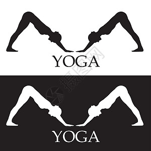 向下面对狗瑜伽姿势插图健身房黑色女孩运动数字训练女士平衡精神图片