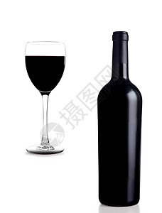 玻璃杯和装瓶酒的葡萄酒图片