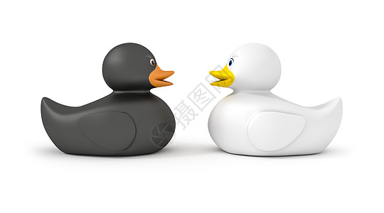 黑鸭和白鸭黄色塑料工作室高音童年小鸭子橙子鸭子喇叭黑色背景图片