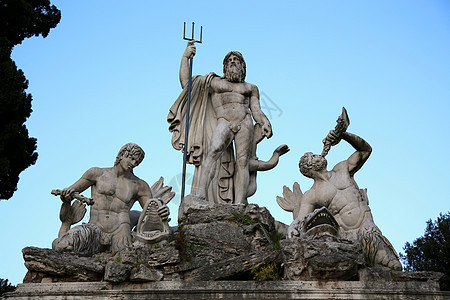 在意大利罗马波波波洛广场的Neptune喷泉图片
