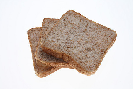 白纸上全餐面包片片营养面包油炸食物盒装谷类背景图片