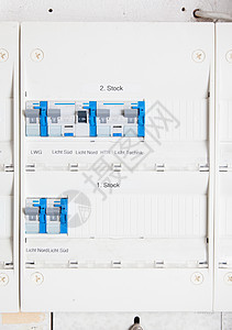 老德国的装有蓝按钮的保险箱办公室住宅蓝色盒子力量仪表断路器控制板房子控制图片