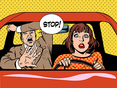 阻止女司机驾驶学校的惊慌图片