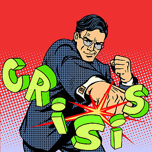 超级商务人士英雄对抗危机商业概念的英雄组织图片