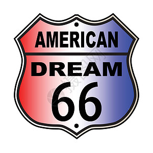美国梦之路66白色插图黑色绘画城市交通街道图片
