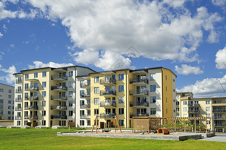 公寓区建筑学社区开发蓝色结构住宅小区房子设备视图条件图片