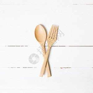 木制勺和叉用餐刀具手工餐具桌子食物烹饪服务工具沙拉图片