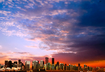 含有vancouver全景的抽象背景摩天大楼地平线景观建筑星星蓝色城市阴影天际白色图片