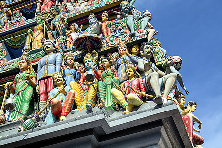 新加坡的印度教寺庙地点色彩女神偶像雕像旅行阳光教神饱和色建筑物图片
