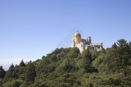 葡萄牙辛特拉的Pena宫宫明信片遗产宫殿文化旅游蓝色历史旅行贵族城堡图片