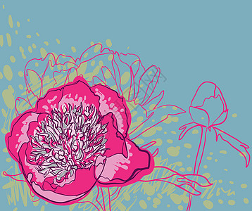 皮花花花店草图植物介子花园风格织物花瓣绘画装饰图片