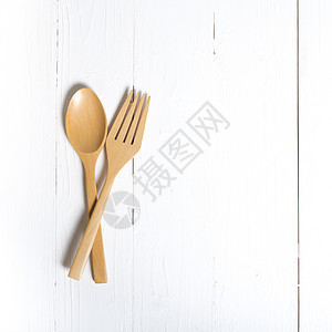 木制勺和叉厨具烹饪勺子工具服务钢包手工木头厨房刀具图片