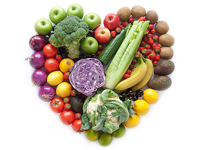 心形水果和蔬菜营养洋葱菜花浆果黄瓜食品食物柠檬芹菜排毒图片