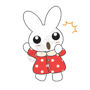 穿着漂亮粉红色裙子的可爱小兔子女孩 矢量插图绘画微笑女性兔子紧张艺术白色卡通片女孩图片