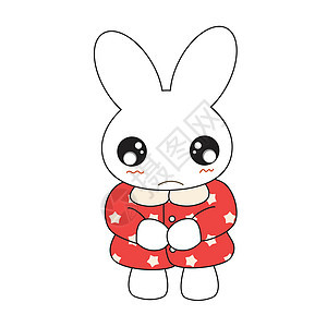 穿着漂亮粉红色裙子的可爱小兔子女孩 矢量插图艺术兔子卡通片绘画女孩微笑白色女性图片
