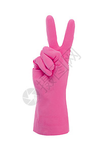 粉粉清洁手套 胜利标志图片