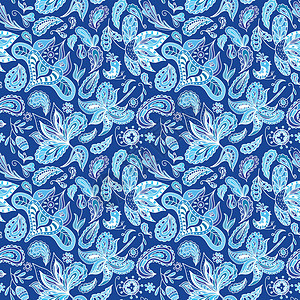 蓝新鲜印度矢量模式装饰品卡片曲线靛青插图花瓣黄瓜墙纸白色艺术图片