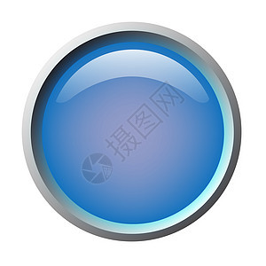 蓝色孤立的矢量 有光泽的 web 按钮 美丽的互联网按钮 在白色背景上为空圆形网站玻璃网络插图圆圈图片