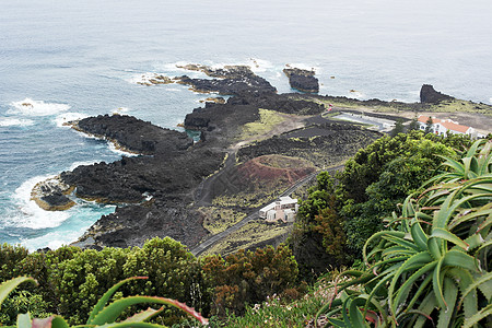 亚速尔州圣米格尔岛白色火山海洋植物假期旅游楼梯天空蓝色旅行图片