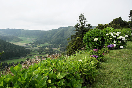 圣米格尔岛 葡萄牙风景草地全景天空火山场地火山口晴天植被群岛图片