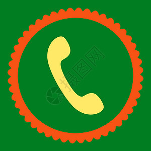 电话平板橙色和黄色圆面邮票图标扬声器背景字形拨号电话号码电讯绿色戒指海豹热线图片