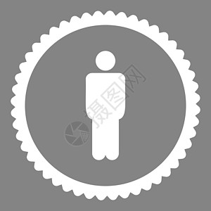 男性平板白彩圆邮票图标反射证书经理绅士成人用户灰色橡皮身份性格图片