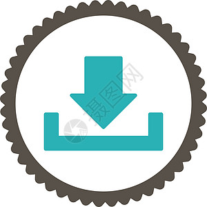下下载平平灰色和青青色环图示图标收件箱保管箱储蓄贮存磁盘店铺箭头字形证书邮票图片