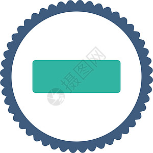 青山湾淡化平板钴和青青色环形邮票图标垃圾桶橡皮长方形字形证书垃圾海豹回收站插画