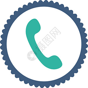电话平板钴和青青色圆面邮票图标拨号字形戒指电讯海豹讲话橡皮电话证书热线图片