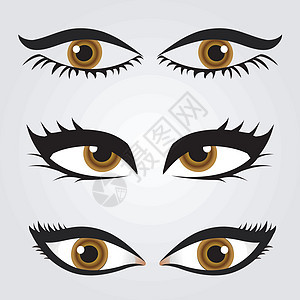 不同类型的妇女眼神睫毛黑色眼影阴影眼球化妆品睫毛膏女孩艺术女士图片