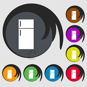 冷冻器图标符号 八个有色按钮上的符号 矢量图片