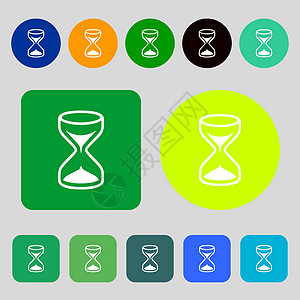 沙漏标志图标 沙丘定时符号 12色按钮 平面设计 矢量小时标签滴漏邮票时间插图框架质量令牌创造力图片