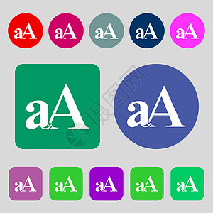 放大字体 aA 图标符号 12 彩色按钮 平面设计 矢量图片