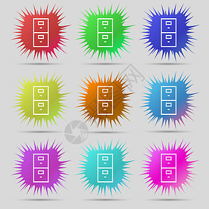 安全标志图标 存款锁定符号 9个原针扣 矢量图片