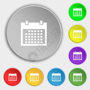 日历标志图标 天月符号 日期按钮 八个平面按钮上的符号 向量邮票插图令牌标签框架创造力质量图片