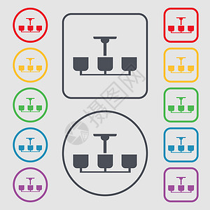 香黛埃尔光灯图标符号 圆形上的符号和带框架的方键 矢量图片
