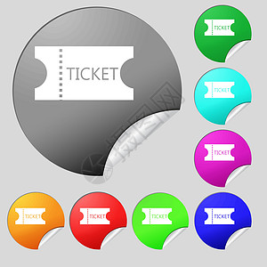 图标图标符号 套用8个多色圆环按钮 贴纸 矢量棕色优惠券录取节日艺术入口座位电影标签足球图片