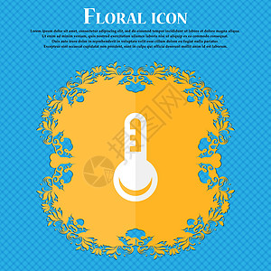 温度计 温度计 花粉平板设计在蓝色抽象背景上 为文字提供位置 矢量图片