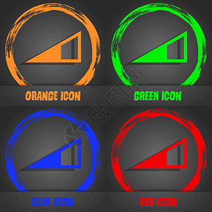 扬声器音量图标标志 时尚的现代风格 在橙色 绿色 蓝色 红色设计中 向量图片
