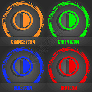 图标 现代时装风格 在橙色 绿色 蓝色 红色设计中 矢量相机电脑插图控制视频编辑齿轮环境界面屏幕图片