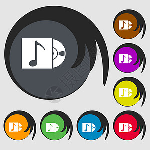 cd 玩家图标符号 8个有色按钮上的符号 矢量图片