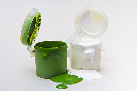 含油漆的罐头水粉材料颜料白色染料绘画工艺绿色流动工具图片