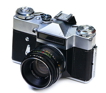 旧照相机白色古董反射历史电影技术合金摄影照片快门图片