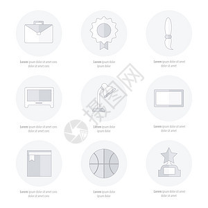 一套平板学校和教育图标设置线性图标样式图片