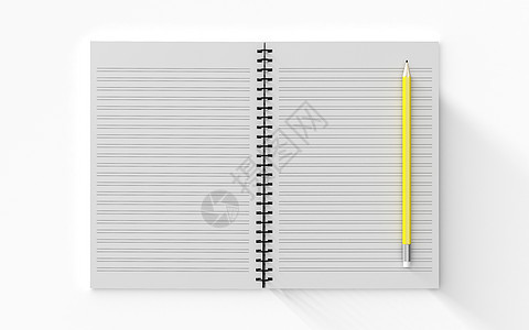 在白色背景上隔离的支票笔记本上的铅笔配饰木头软垫办公室金子蓝色学校床单夹子文档图片