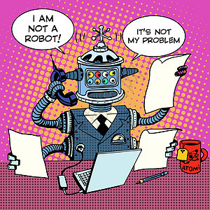 电话业务概念的机器人技术秘书背景图片