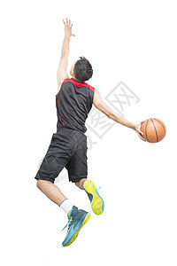 亚形篮球运动员竞赛扣篮白色健身房肌肉黑色篮子红色男人运动图片