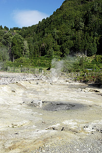 葡萄牙圣米格尔岛Furnas地面旅行烹饪喷气旅游炉子蒸汽火山河泉喷泉图片