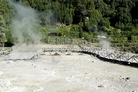 葡萄牙圣米格尔岛Furnas喷泉地面烹饪旅游炉子火山蒸汽喷气旅行河泉图片